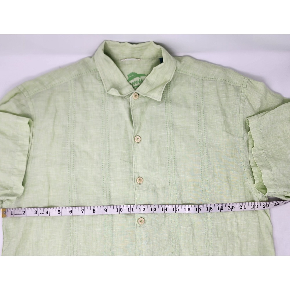 Tommy Bahama Linen Camp Shirt Mens Large Light Green Short Sleeve Hawaiian - Picture 4 of 7